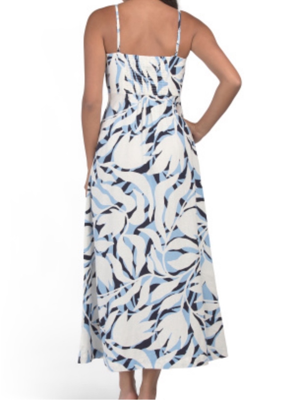 Nicole Miller New York Linen Blend Blue / White Geo Printed Midi Dress Sz 14 new - Picture 13 of 13